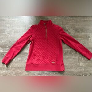 L.L. Bean Women's Red Quilted  1/4 zip up Sweater